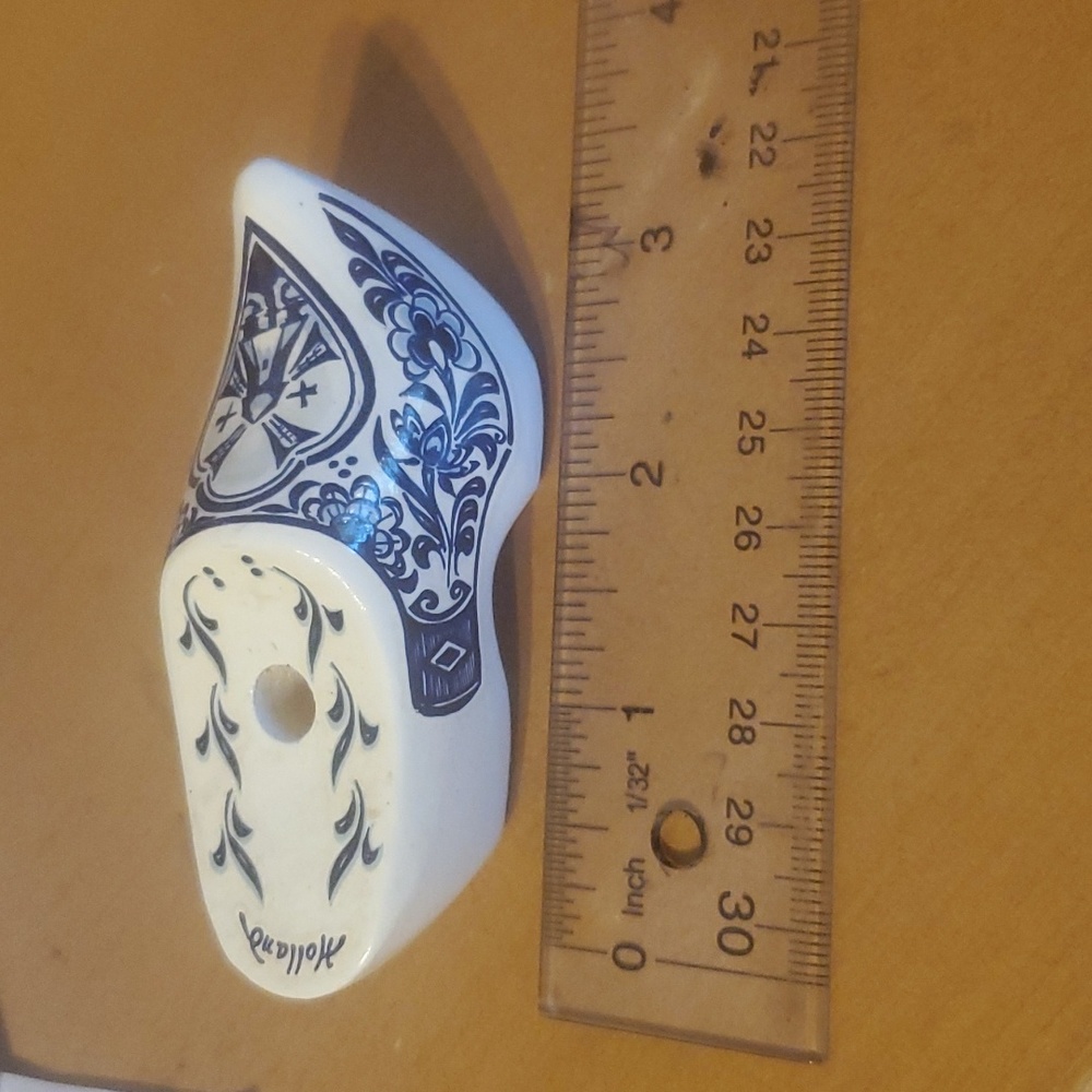 Vintage Holland Blue Delft Souvenier Wooden Shoe 3in